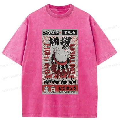 Tokyo-Tiger Vintage Sumo Poster Washed T-Shirt
