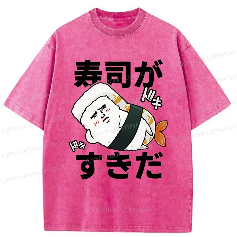 Tokyo-Tiger Interesting sushi Meme Washed T-Shirt