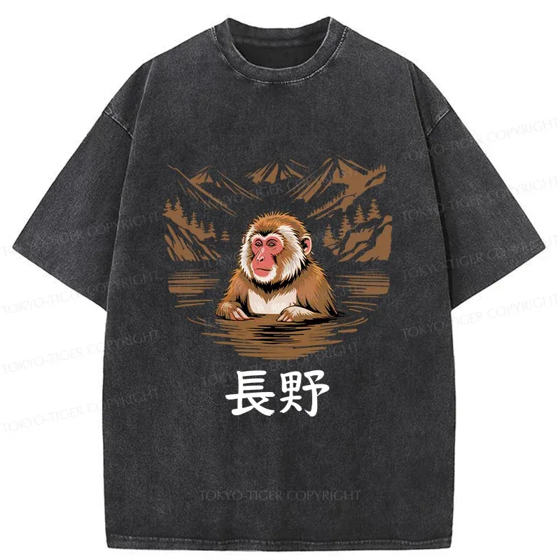 Tokyo-Tiger Monkey In Nagano Washed T-Shirt