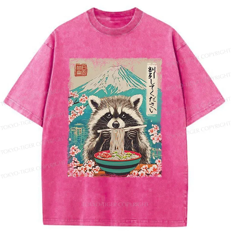 Tokyo-Tiger Please Give Raccoon A Discount Washed T-Shirt