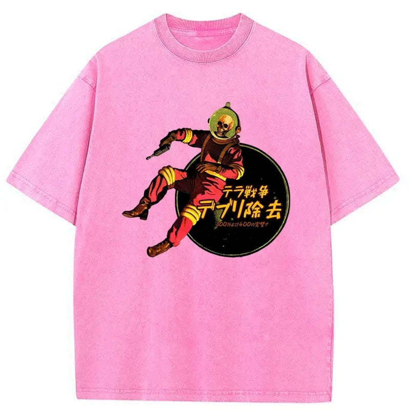 Tokyo-Tiger Skeleton Astronaut Washed T-Shirt Sale