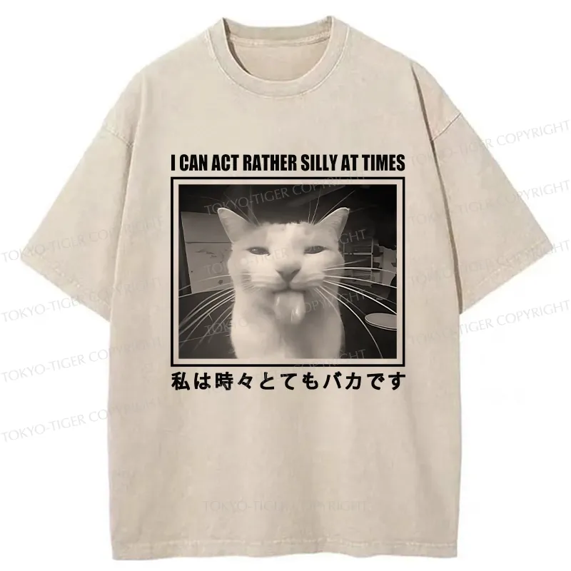 Tokyo-Tiger I Can Act Rather Silly At Times Washed T-Shirt Sale
