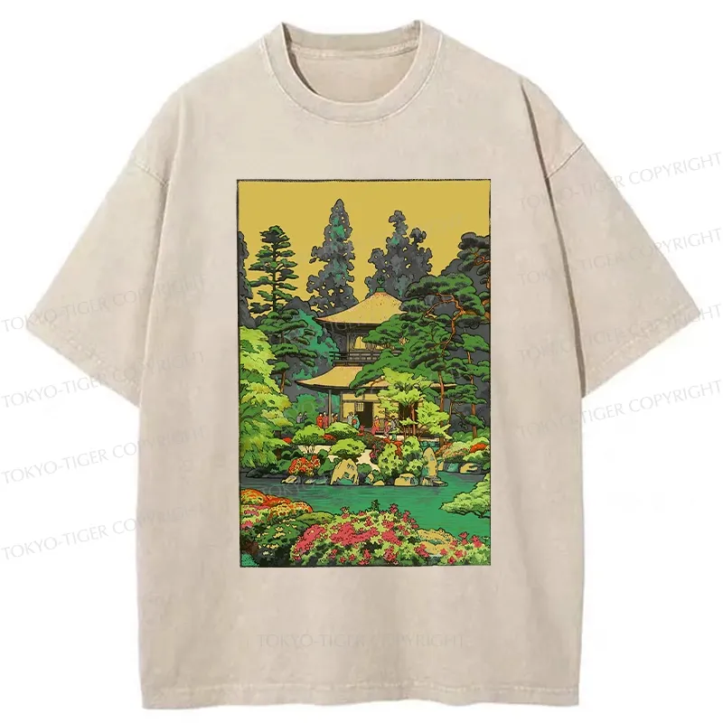 Tokyo-Tiger Retro Kyoto Garden Washed T-Shirt