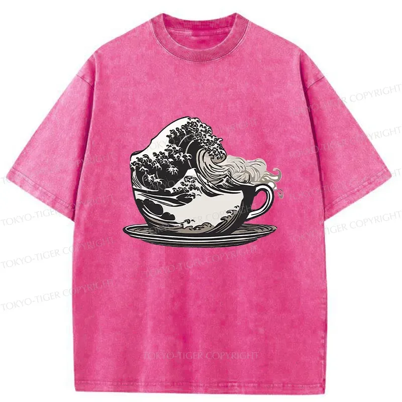 Tokyo-Tiger Vintage Coffee Wave Washed T-Shirt