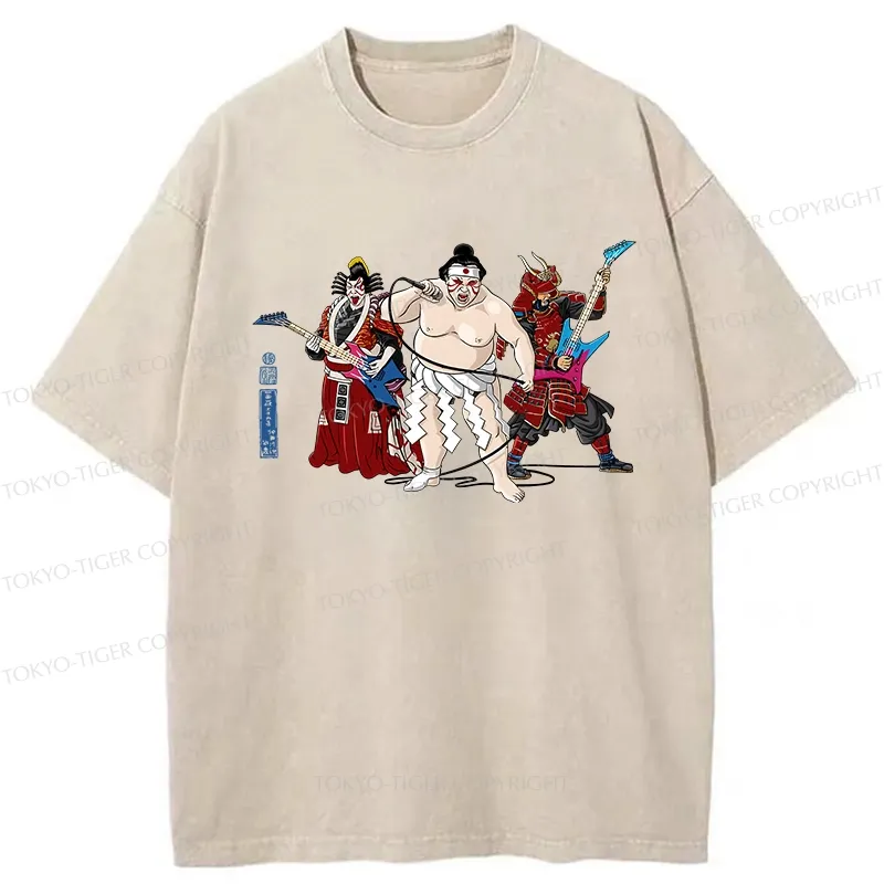 Tokyo-Tiger The Rock Kabuki Samurai Sumo Washed T-Shirt Sale