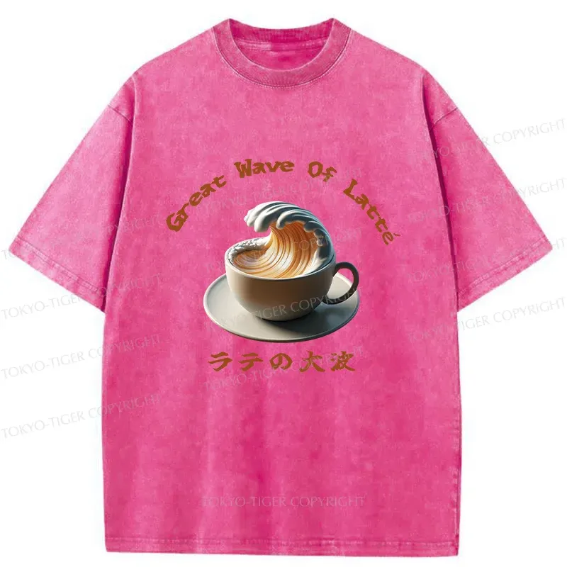 Tokyo-Tiger Latte Wave Washed T-Shirt