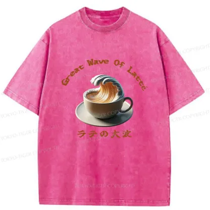 Tokyo-Tiger Latte Wave Washed T-Shirt