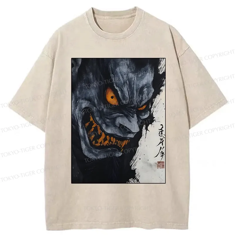 Tokyo-Tiger Japanese Horror Demon Washed T-Shirt