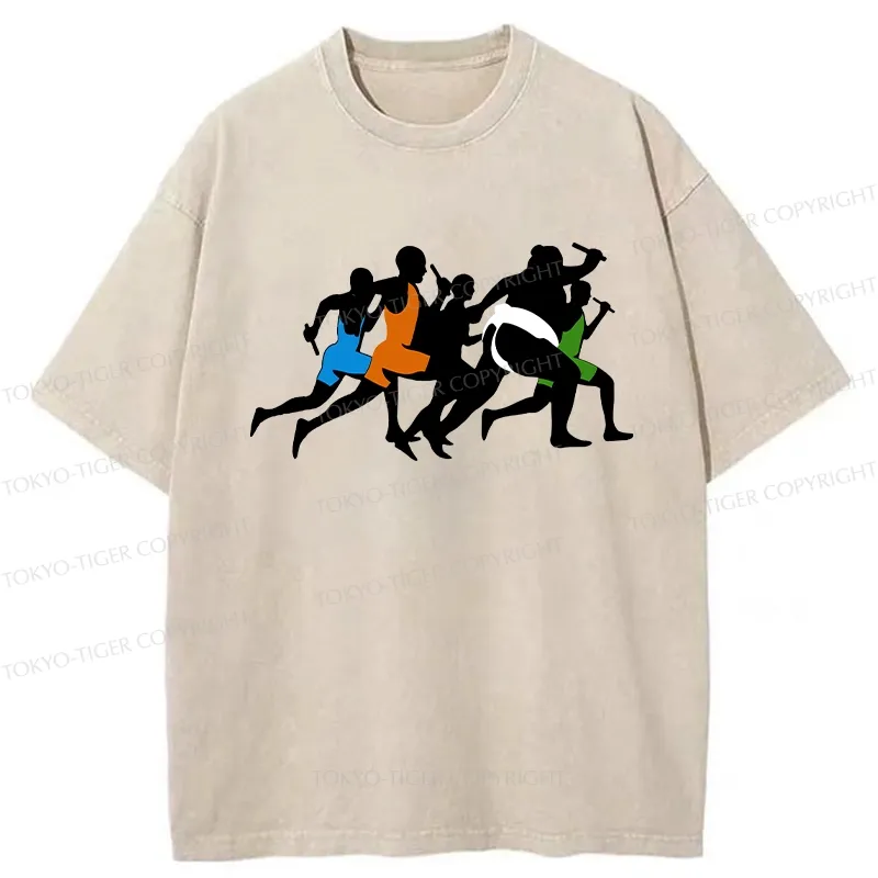 Tokyo-Tiger Funny Sumo Race Washed T-Shirt Sale