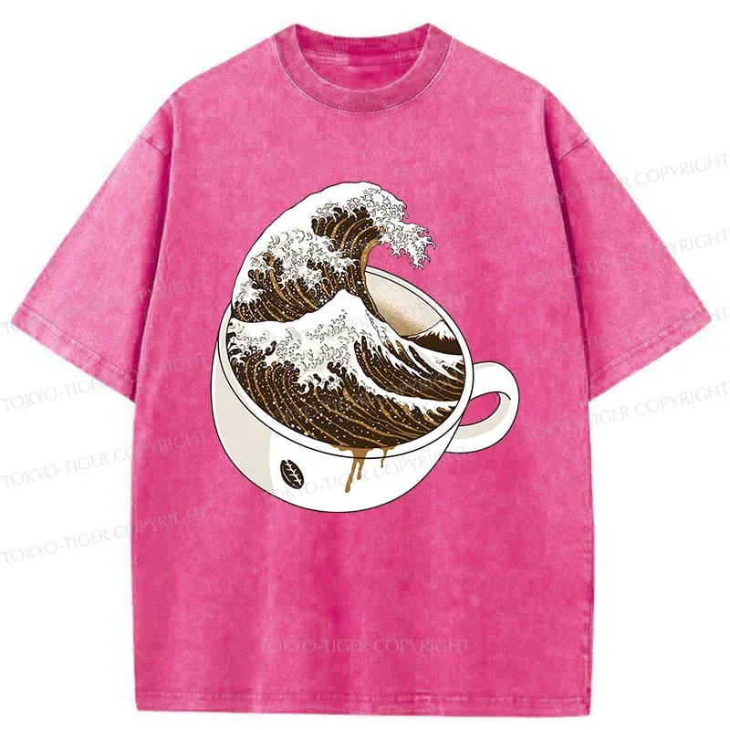 Tokyo-Tiger Tilted Coffee Wave Washed T-Shirt