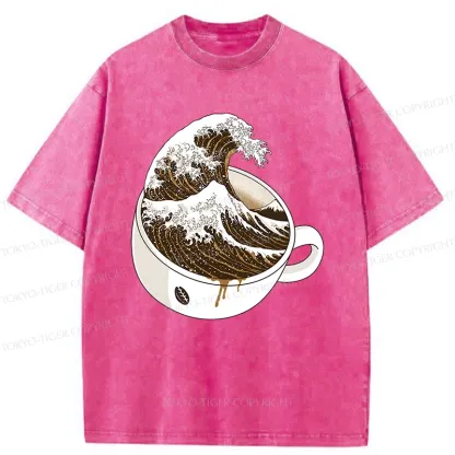 Tokyo-Tiger Tilted Coffee Wave Washed T-Shirt