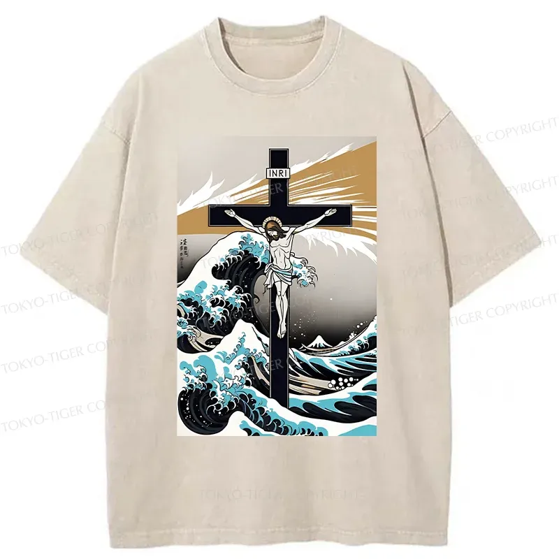 Tokyo-Tiger Crucified Jesus Washed T-Shirt