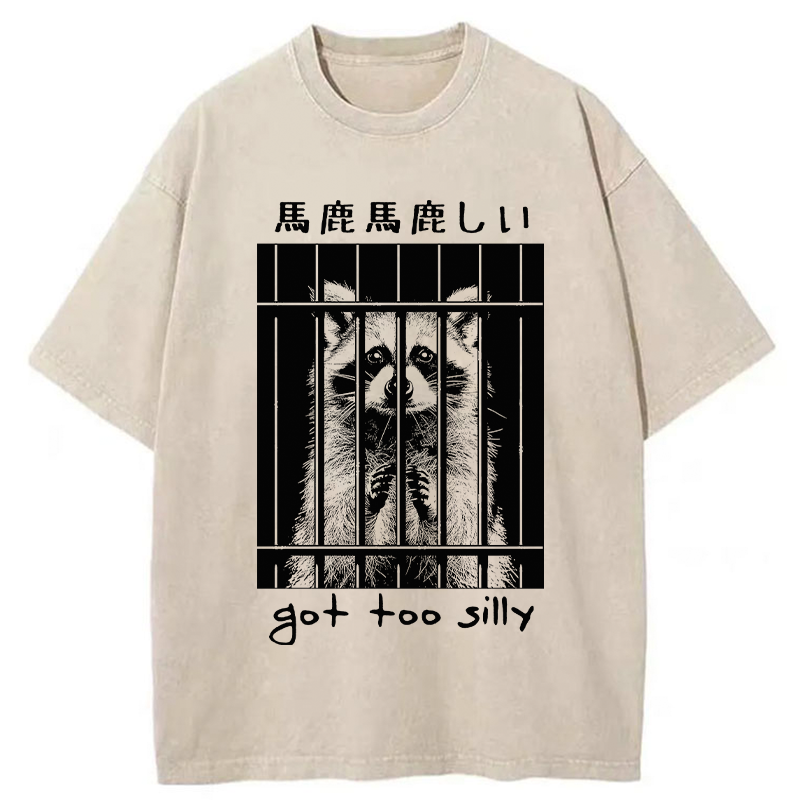 Tokyo-Tiger Raccoon Got Too Silly Washed T-Shirt