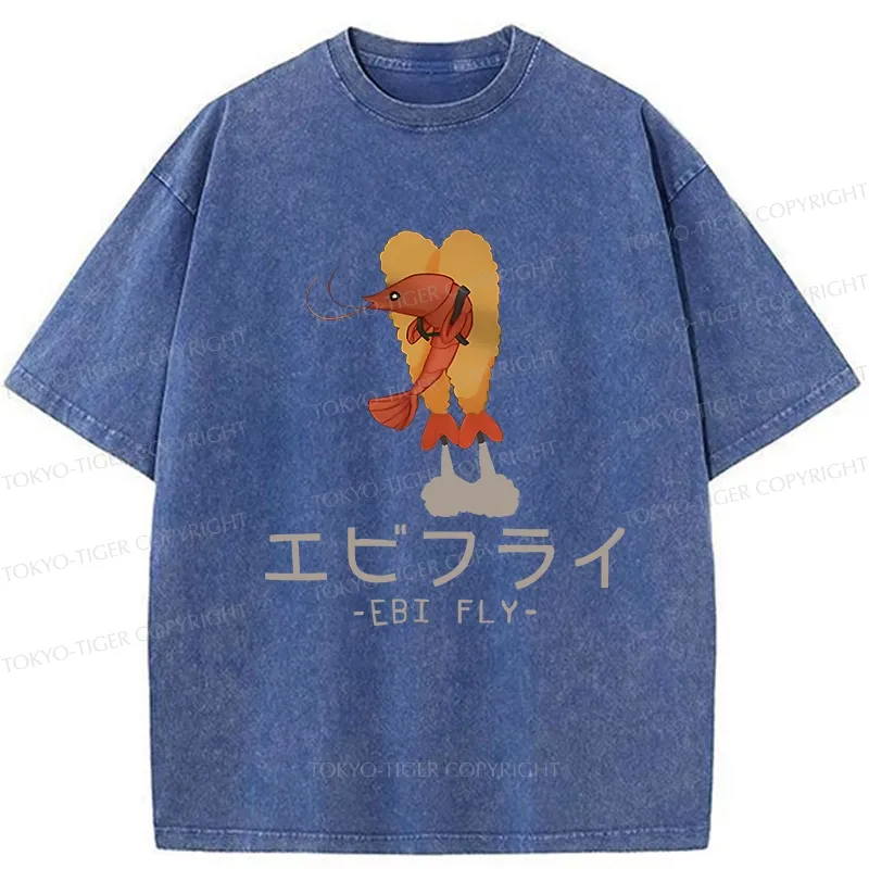 Tokyo-Tiger Yummy Fried shrimp Washed T-Shirt