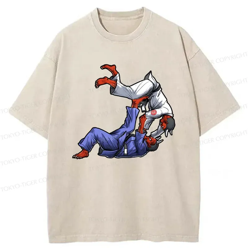 Tokyo-Tiger Karate Duel Ghost Washed T-Shirt