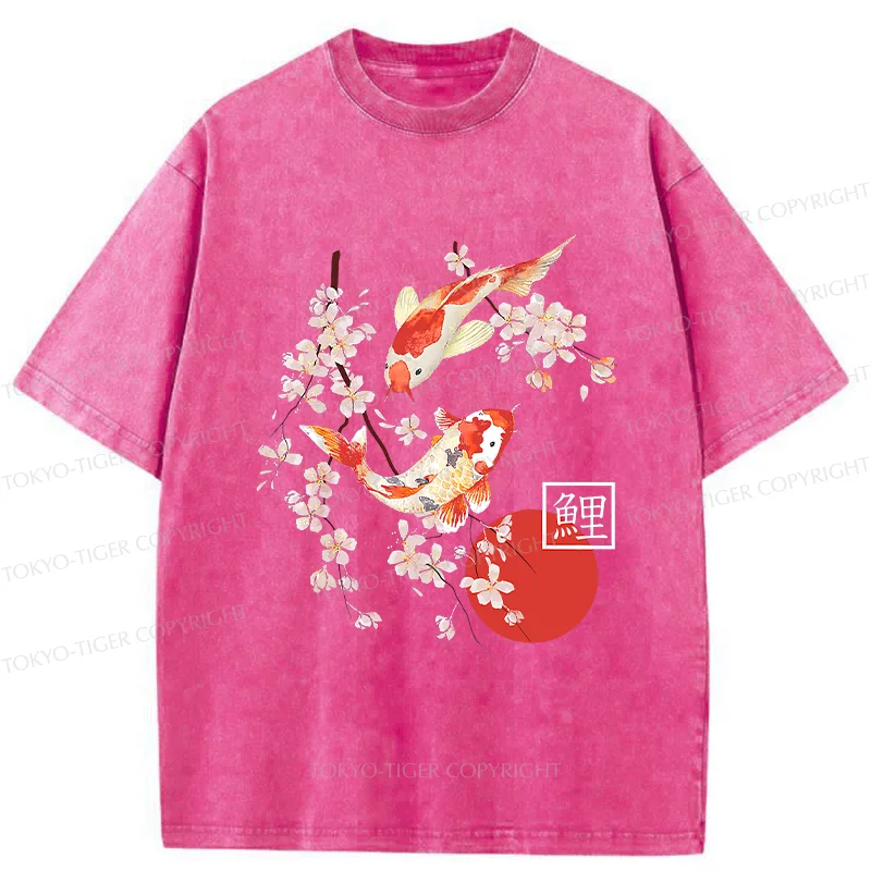 Tokyo-Tiger Japanese Auspicious Carp Washed T-Shirt