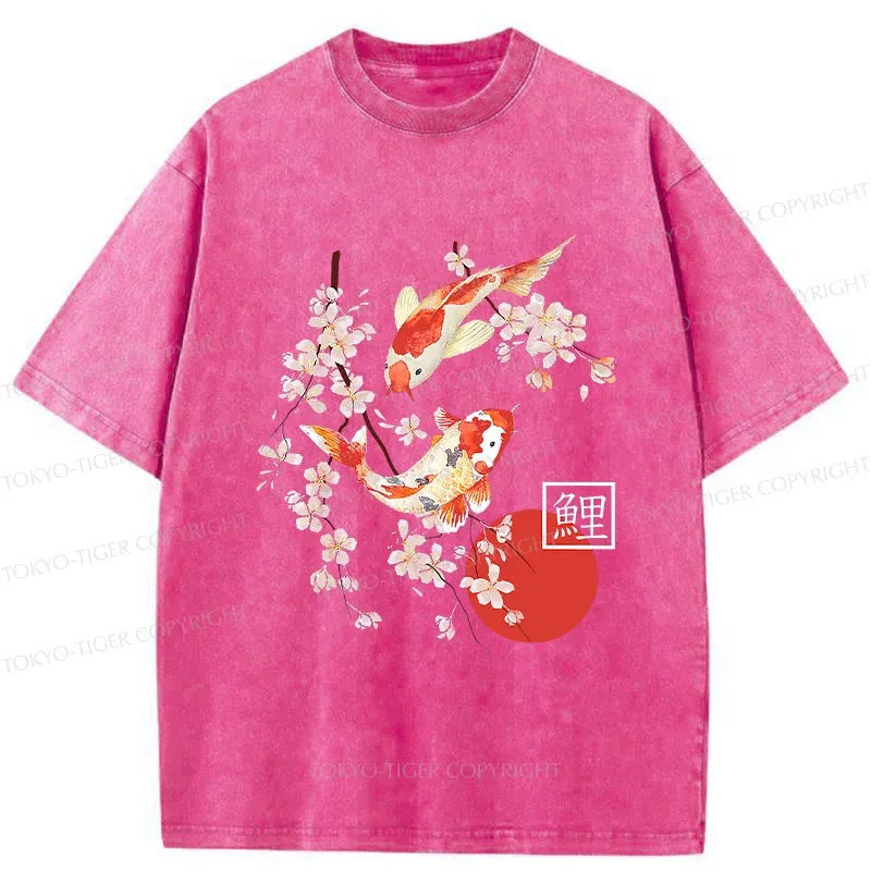Tokyo-Tiger Japanese Auspicious Carp Washed T-Shirt