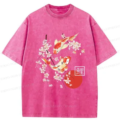 Tokyo-Tiger Japanese Auspicious Carp Washed T-Shirt