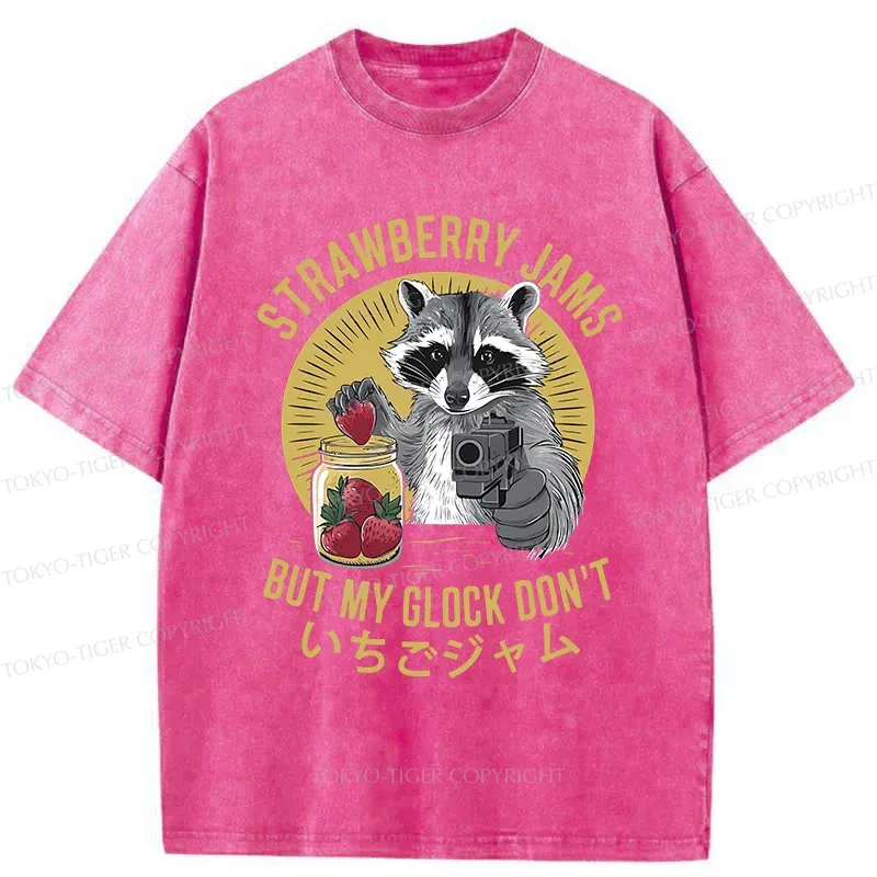 Tokyo-Tiger Strawberry Jam Raccoon Washed T-Shirt