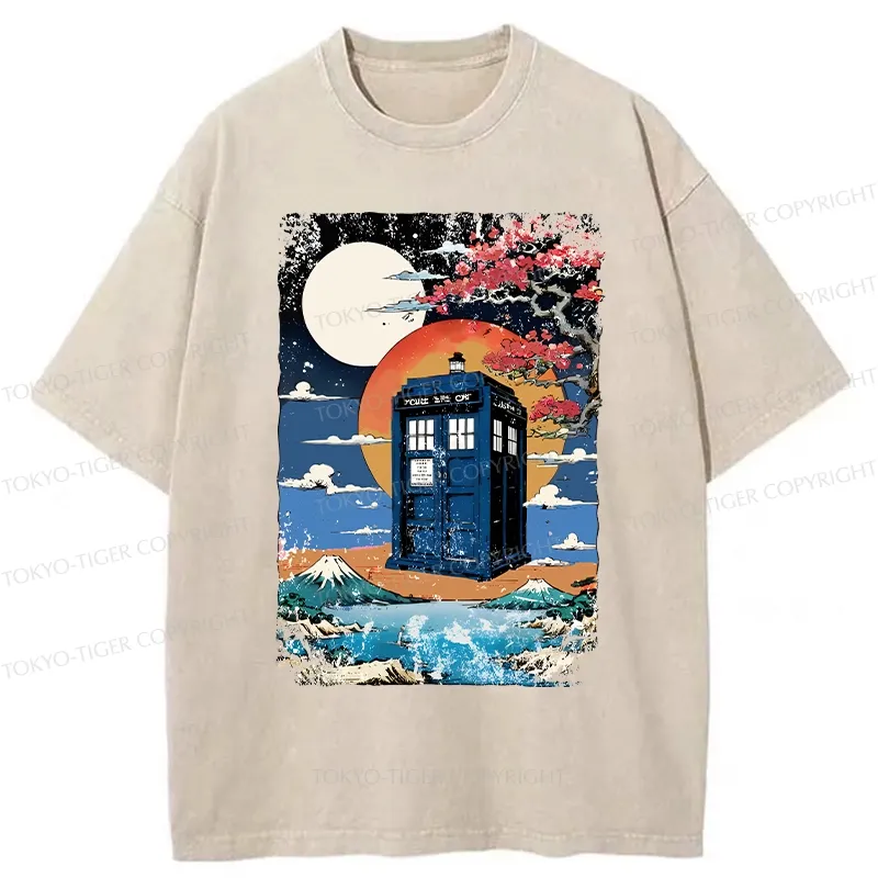 Tokyo-Tiger Tardis Under The Moonlight Washed T-Shirt