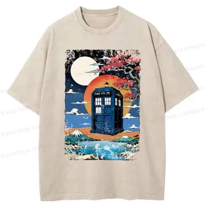 Tokyo-Tiger Tardis Under The Moonlight Washed T-Shirt