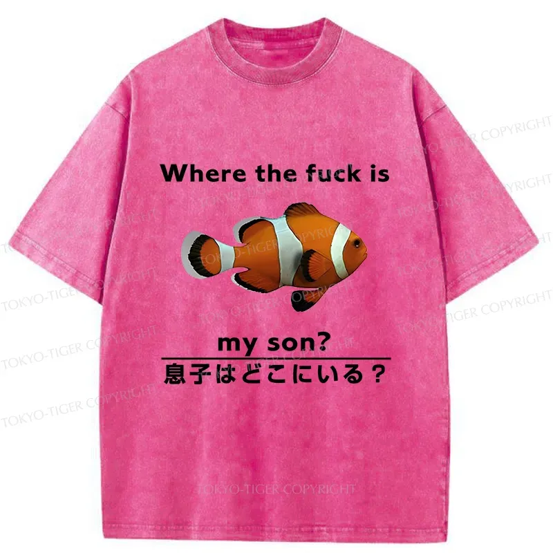 Tokyo-Tiger Fish Looking For Son Washed T-Shirt