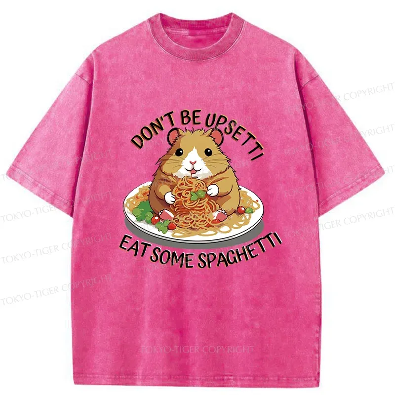 Tokyo-Tiger Mouse Eating Spaghetti Washed T-Shirt