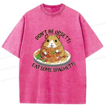 Tokyo-Tiger Mouse Eating Spaghetti Washed T-Shirt
