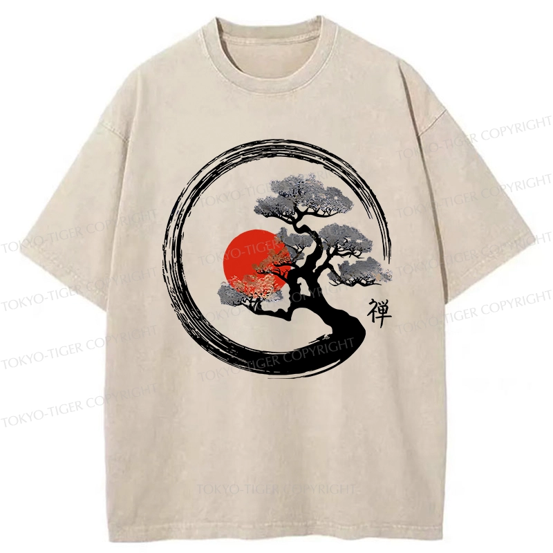 Tokyo-Tiger Vintage Bonsai Tree Washed T-Shirt