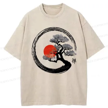 Tokyo-Tiger Vintage Bonsai Tree Washed T-Shirt