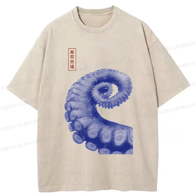 Tokyo-Tiger Octopus Tentacle Washed T-Shirt