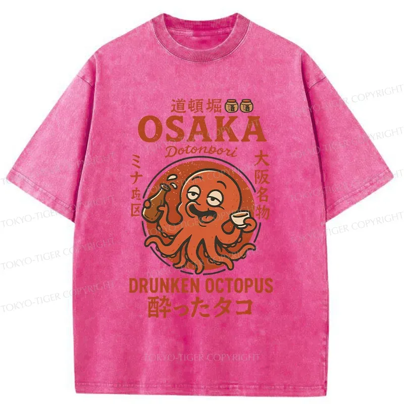 Tokyo-Tiger Dotonbori Octopu Washed T-Shirt