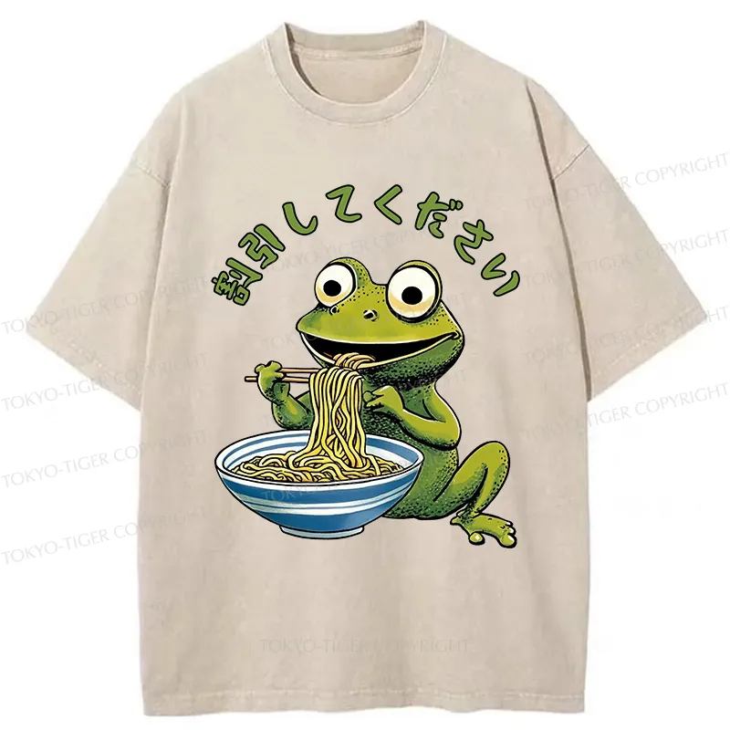 Tokyo-Tiger Please Give Frog A Discount Washed T-Shirt