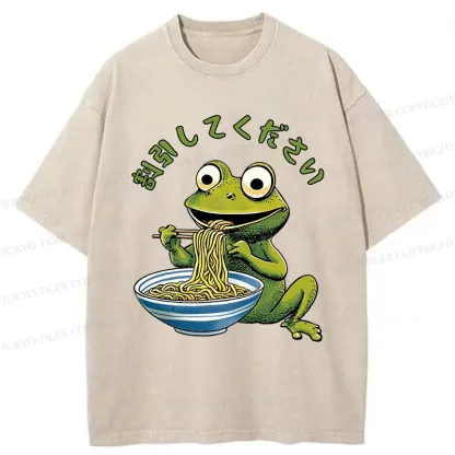 Tokyo-Tiger Please Give Frog A Discount Washed T-Shirt