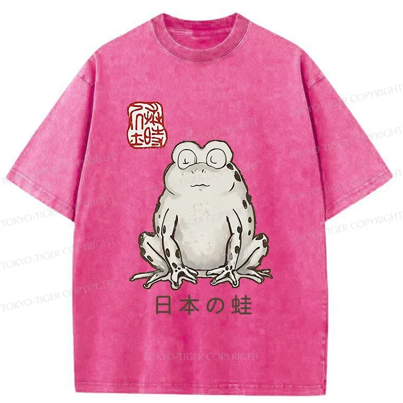 Tokyo-Tiger Japanese Retro Frog Washed T-Shirt