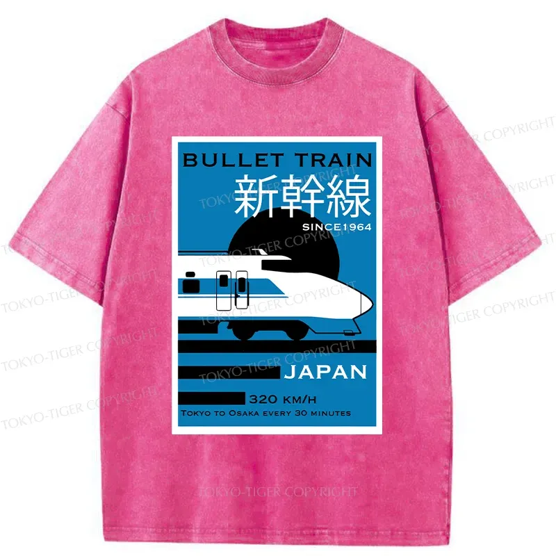 Tokyo-Tiger Japanese Shinkansen Poster Washed T-Shirt