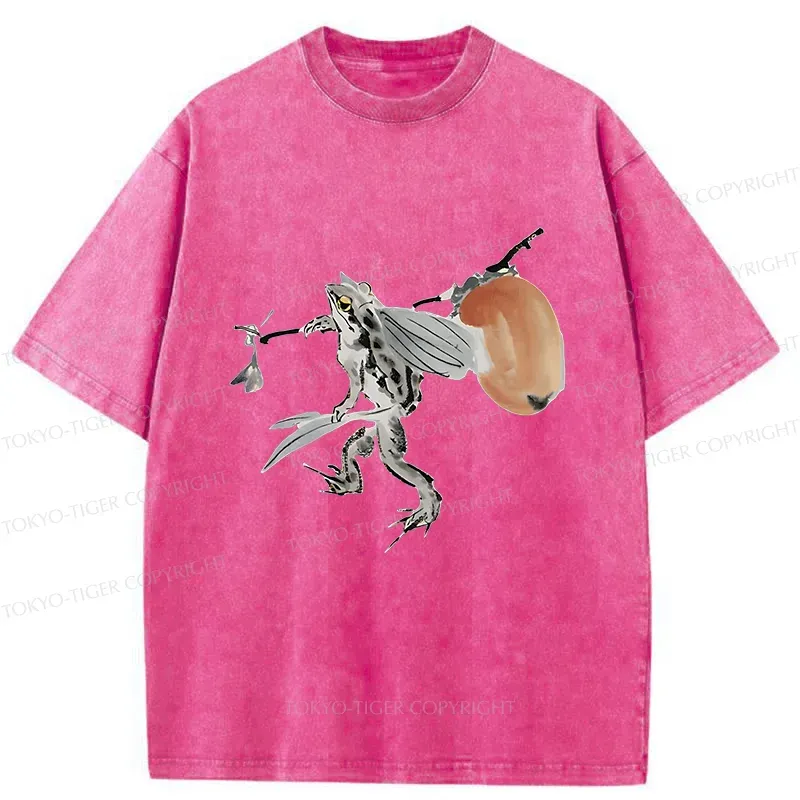 Tokyo-Tiger Frog About To Travel Washed T-Shirt