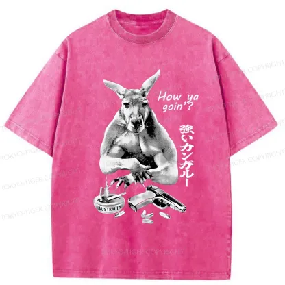 Tokyo-Tiger Strong Kangaroo Washed T-Shirt