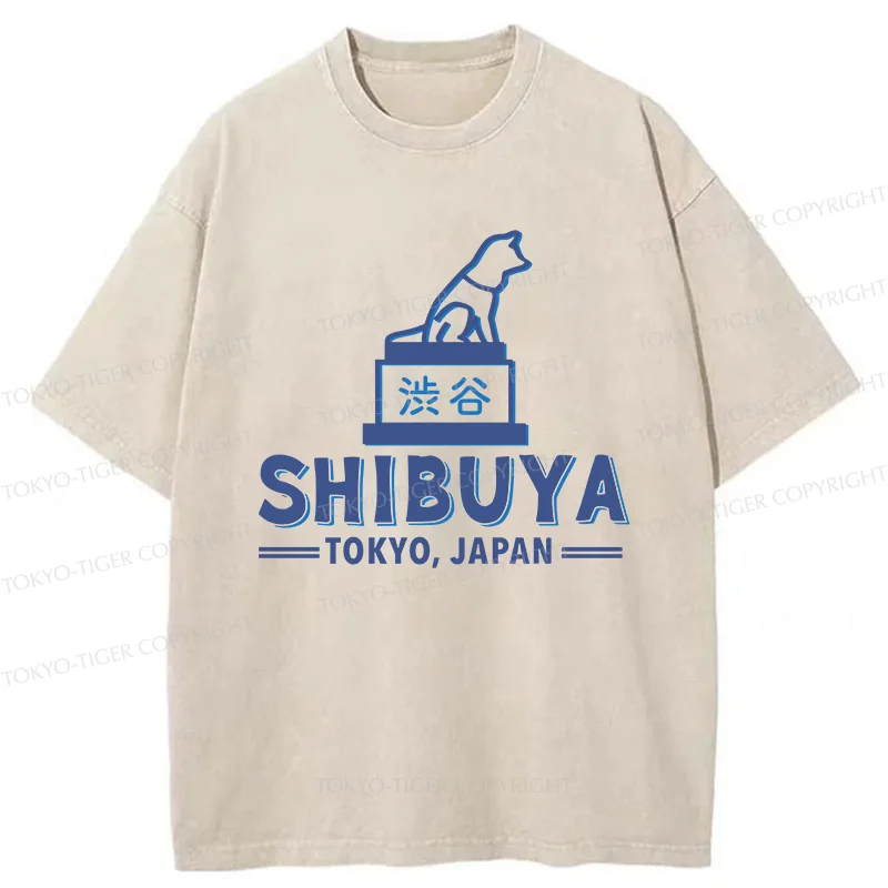 Tokyo-Tiger Loyal Dog Statue Washed T-Shirt