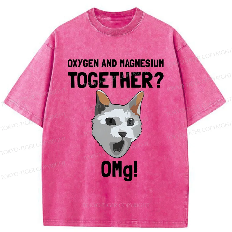 Tokyo-Tiger Surprised Cat Washed T-Shirt