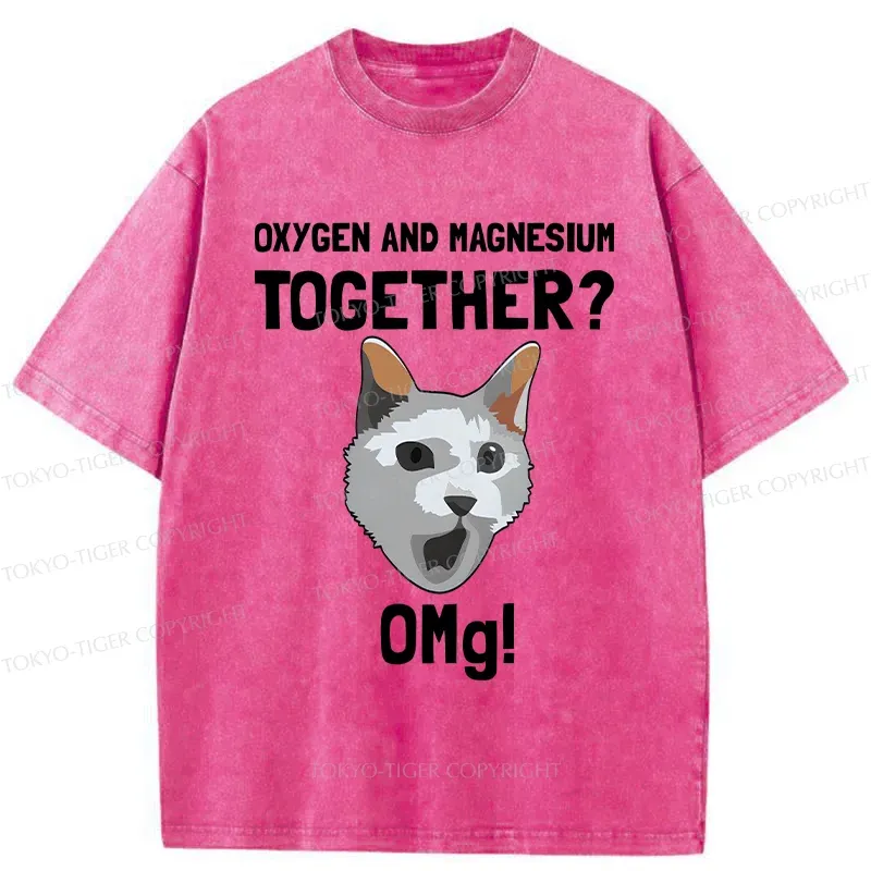 Tokyo-Tiger Surprised Cat Washed T-Shirt