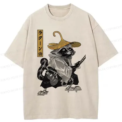 Tokyo-Tiger Samurai Raccoon Washed T-Shirt