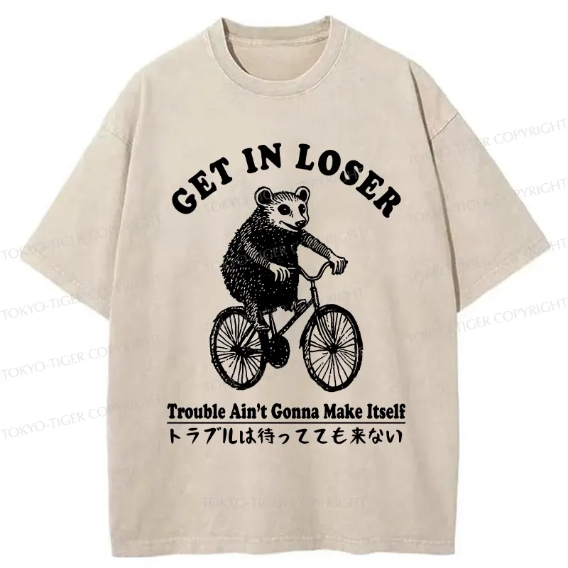 Tokyo-Tiger Get In Loser Opossum Washed T-Shirt