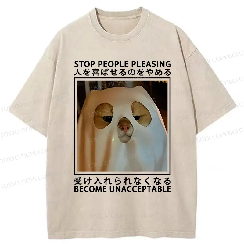 Tokyo-Tiger Stop People Pleasing Become Unacceptable Washed T-Shirt