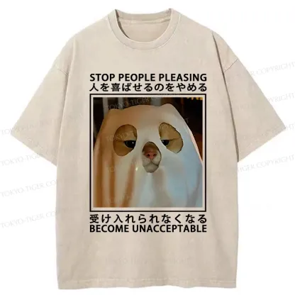 Tokyo-Tiger Stop People Pleasing Become Unacceptable Washed T-Shirt