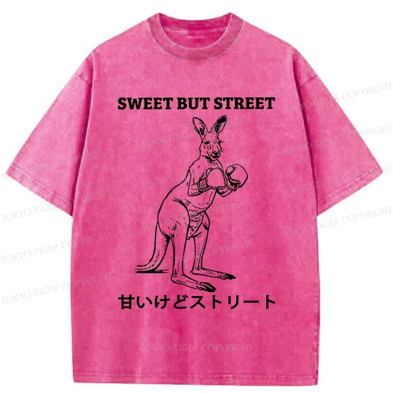 Tokyo-Tiger Funny Kangaroo Washed T-Shirt