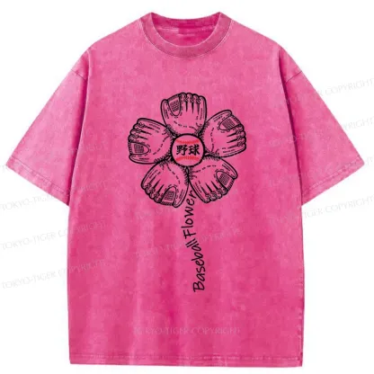 Tokyo-Tiger Baseball Flower Washed T-Shirt