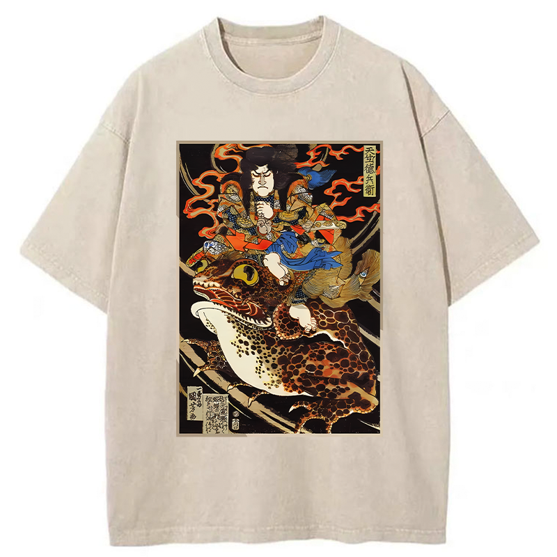 Tokyo-Tiger Japanese Samurai Ride A Toad Washed T-Shirt