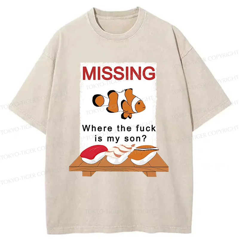 Tokyo-Tiger Clownfish Sushi Washed T-Shirt