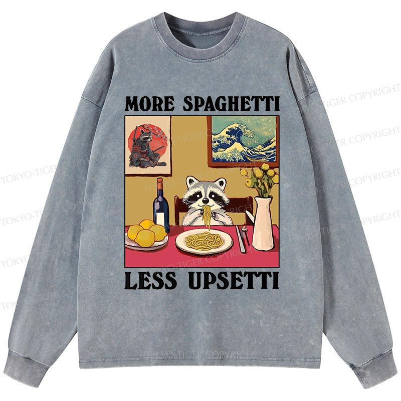 Tokyo-Tiger More Spaghetti Less Upsetti Japanese Washed Long Sleeve T-Shirt